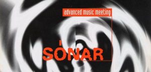 Imatge del primer Sónar el 1994, amb el lema d'Advanced Music Meeting que s'adoptaria com a empresa